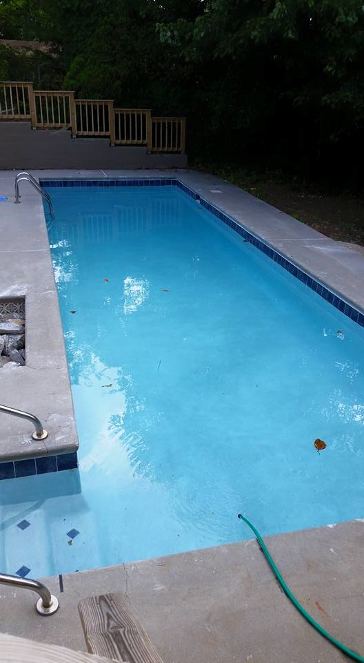 Family pool with paver decking